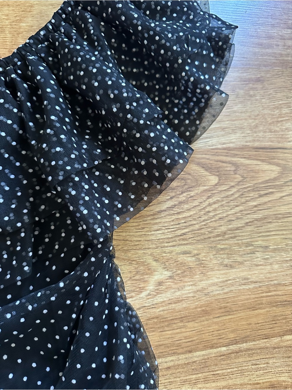 Maje Black White Polka Dot Off Shoulder Dress Size 1 Ravane - Picture 4 of 10